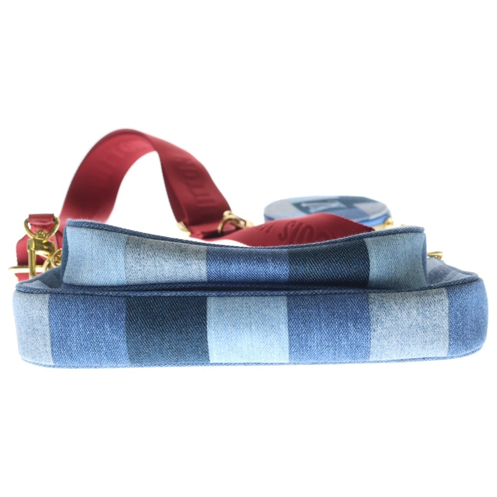 LOUIS VUITTON(ルイヴィトン) モノグラムデニム ポシェットアクセソワール ショルダーバッグ チェーンバッグ インディゴブルー×レッド PVC M44990 ゴールド金具 レディース