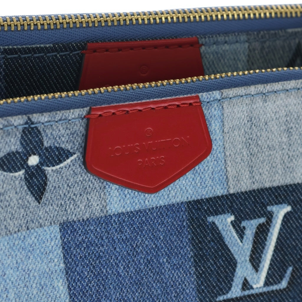 LOUIS VUITTON(ルイヴィトン) モノグラムデニム ポシェットアクセソワール ショルダーバッグ チェーンバッグ インディゴブルー×レッド PVC M44990 ゴールド金具 レディース
