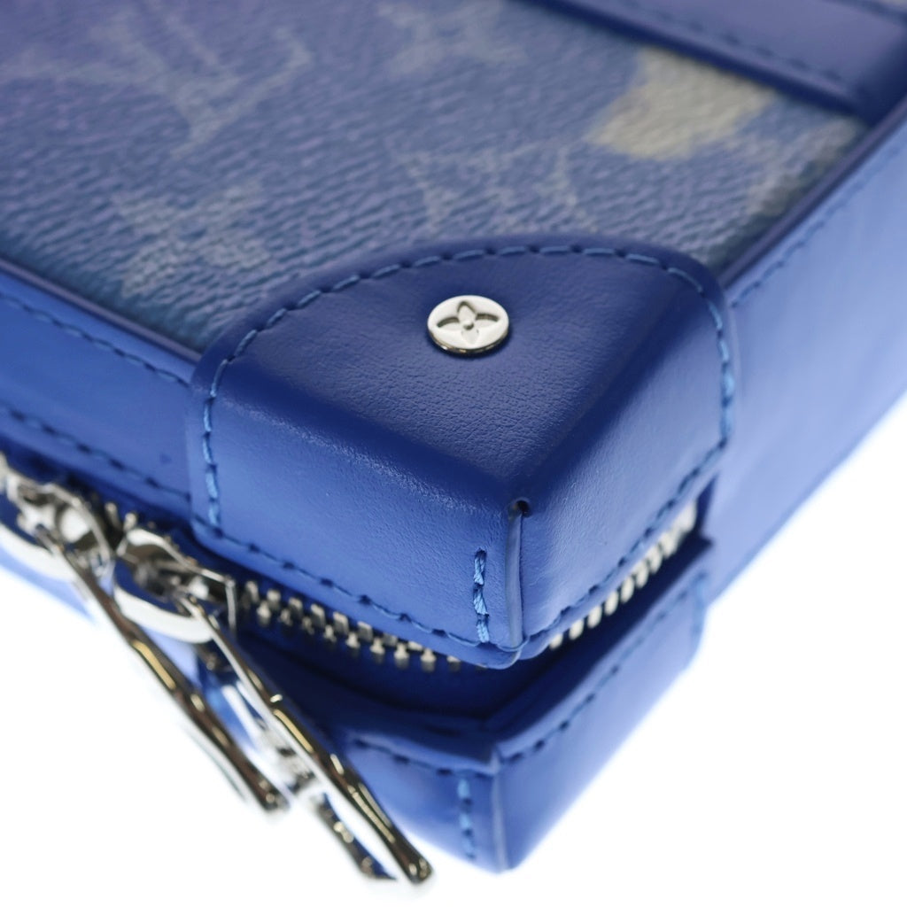 LOUIS VUITTON(ルイヴィトン) モノグラムクラウズ ソフトトランクウォレット ショルダーバッグ ミニバッグ ブルー レザー×PVC M45432 シルバー金具 レディース