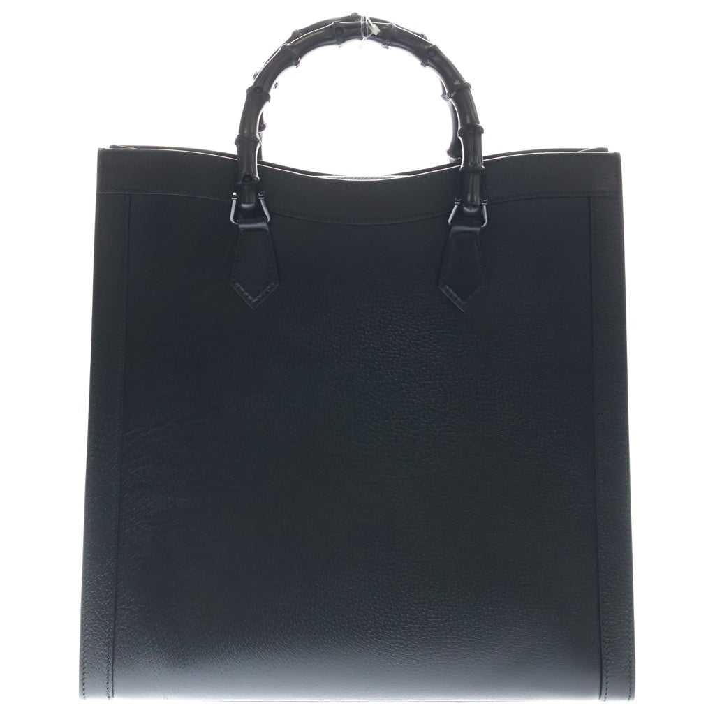 GUCCI(グッチ) バンブー ダイアナ ラージ ハンドバッグ トートバッグ ショルダーバッグ ブラック レザー 703218 ブラック金具 レディース