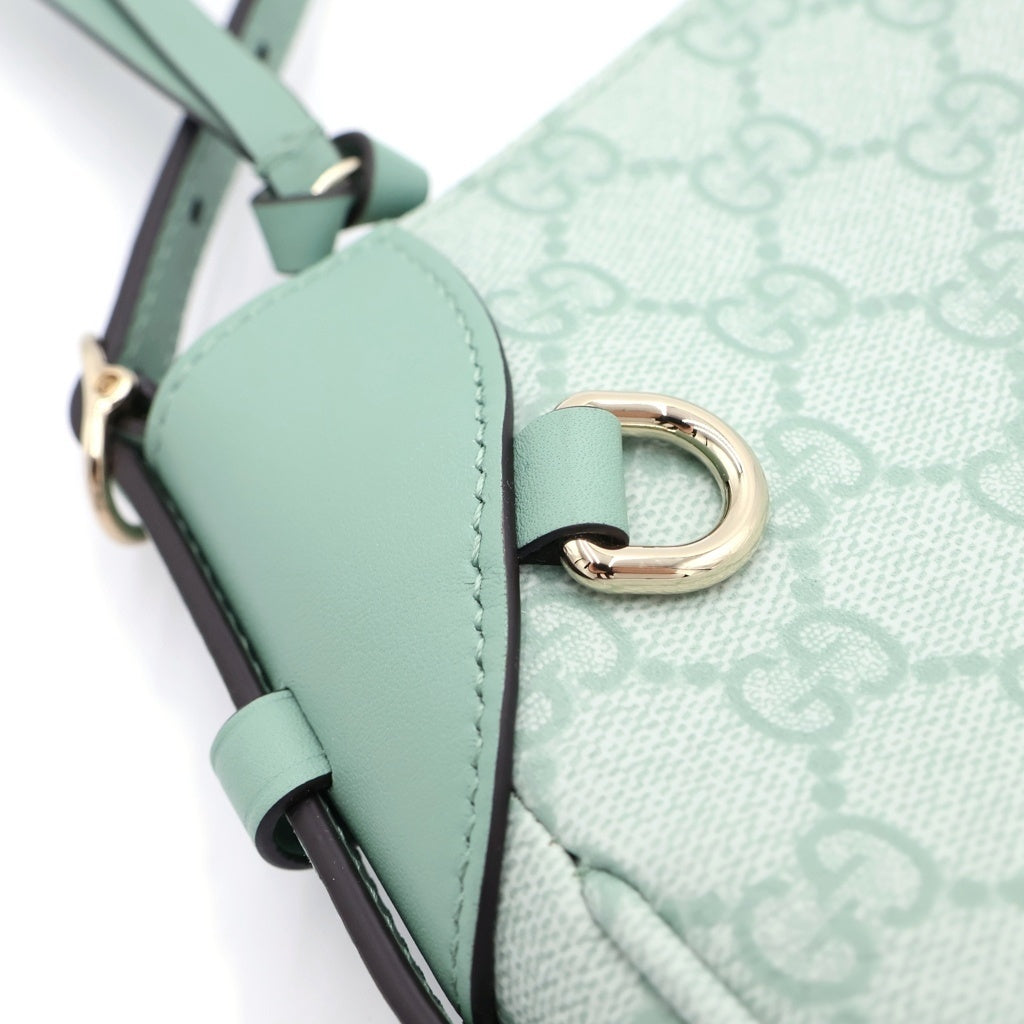 GUCCI(グッチ) GGエンブレム スモール 2WAYバッグ ショルダーバッグ ハンドバッグ ミントグリーン PVC レザー 815218 ゴールド金具 レディース