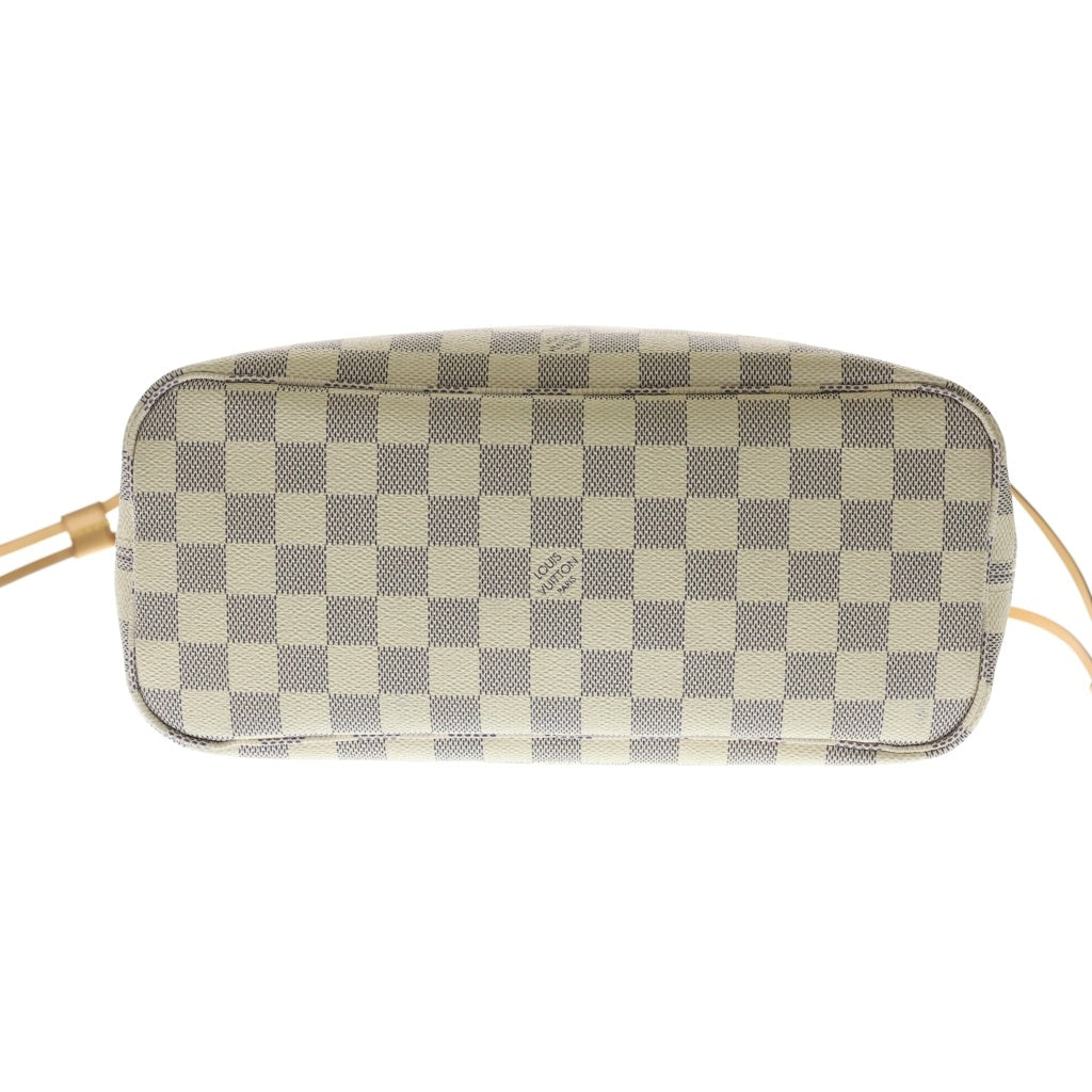 LOUIS VUITTON(ルイヴィトン) ダミエアズール ネヴァーフルPM ハンドバッグ トートバッグ アイボリー×ブラウン レザー×PVC N41362 ゴールド金具 レディース