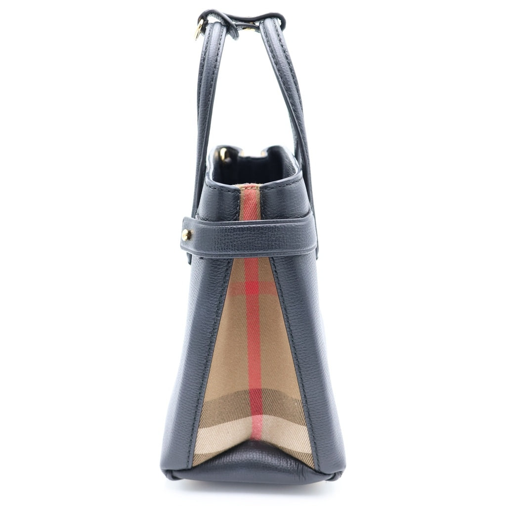 BURBERRY(バーバリー) スモールバナー 2WAY ハンド ショルダーバッグ レザー ブラック レディース