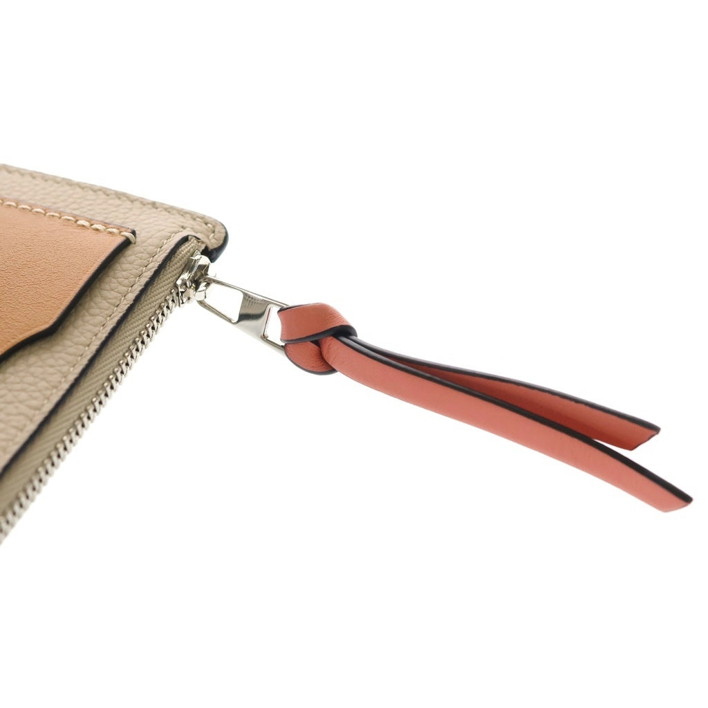 LOEWE(ロエベ) アナグラム レザー フラグメントケース カードケース コインケース バイカラー ベージュ/ブラウン レディース