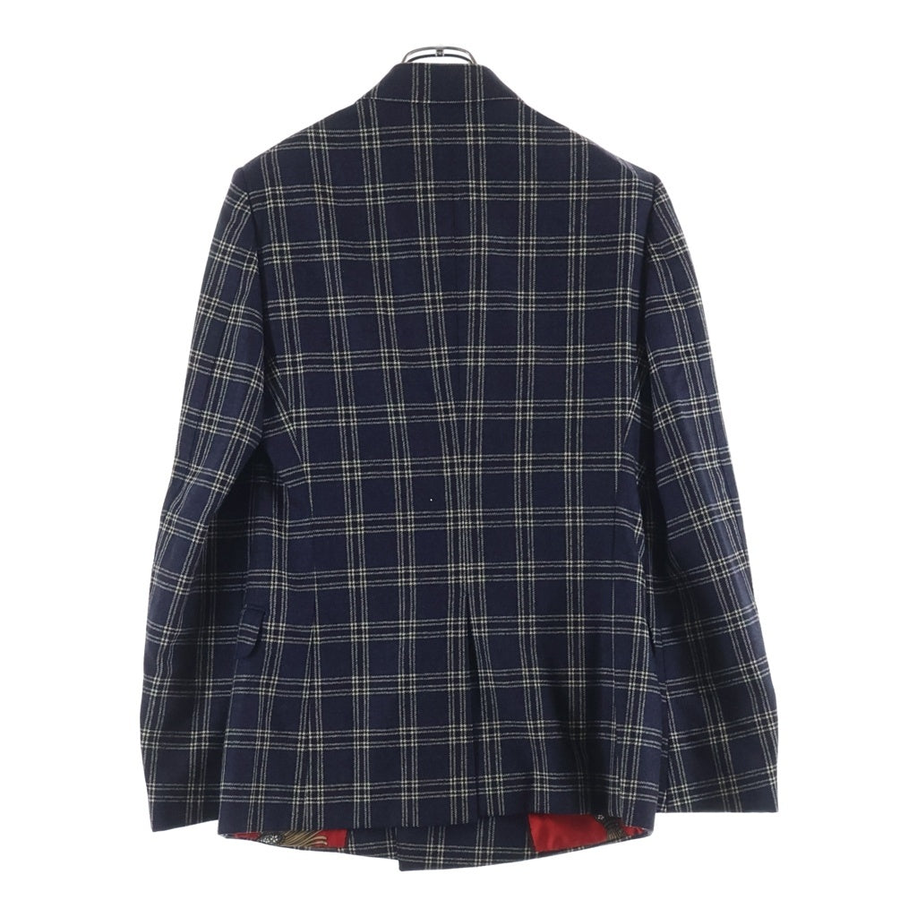 GUCCI(グッチ) セットアップスーツ チェック総柄 ウール ダブルブレスト テーラードジャケット スラックスパンツ ネイビー 553U12