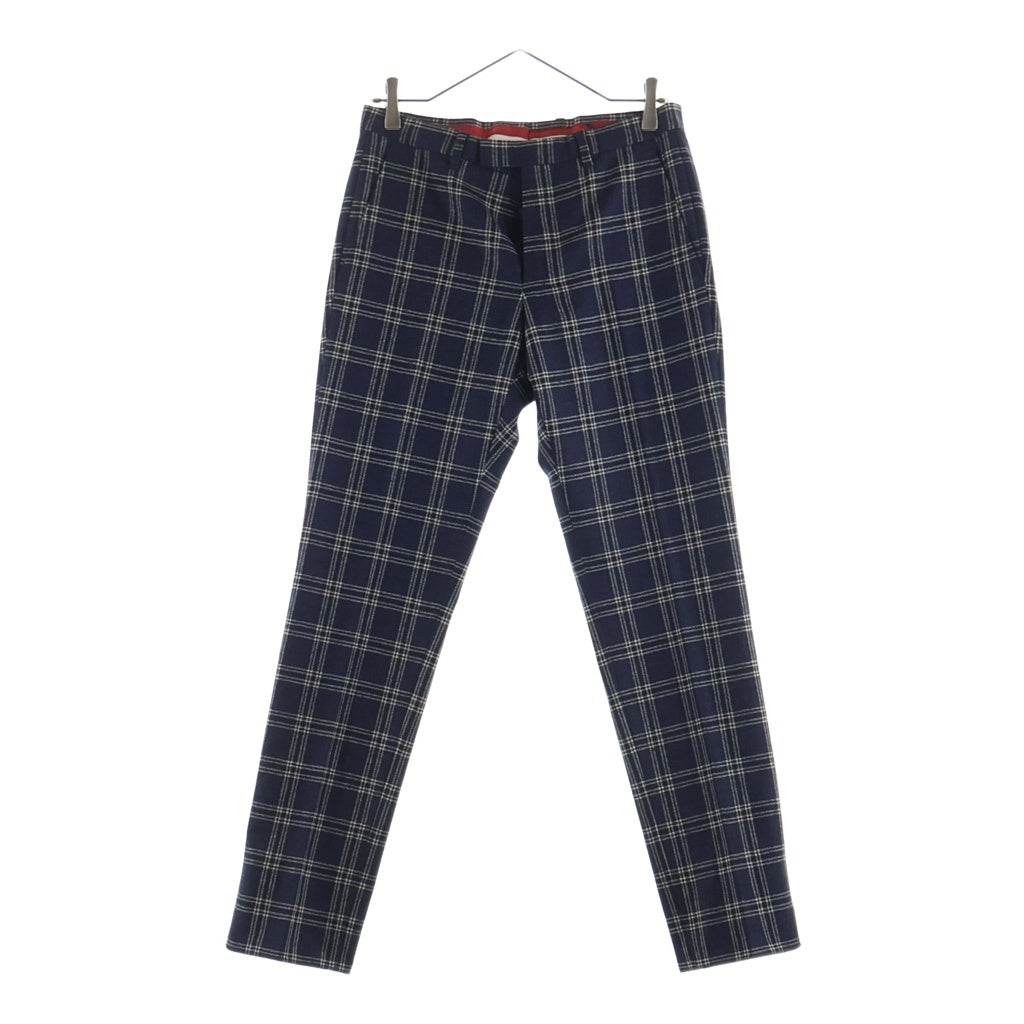 GUCCI(グッチ) セットアップスーツ チェック総柄 ウール ダブルブレスト テーラードジャケット スラックスパンツ ネイビー 553U12