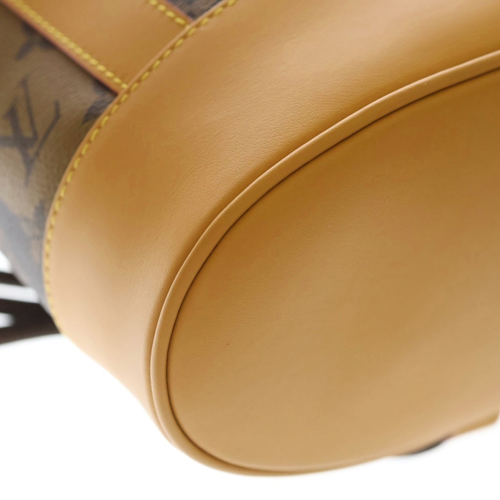 LOUIS VUITTON(ルイヴィトン) モノグラム ストライプ ランドネ メッセンジャー ショルダーバッグ ブラウン レザー×PVC M45968 ゴールド金具 レディース