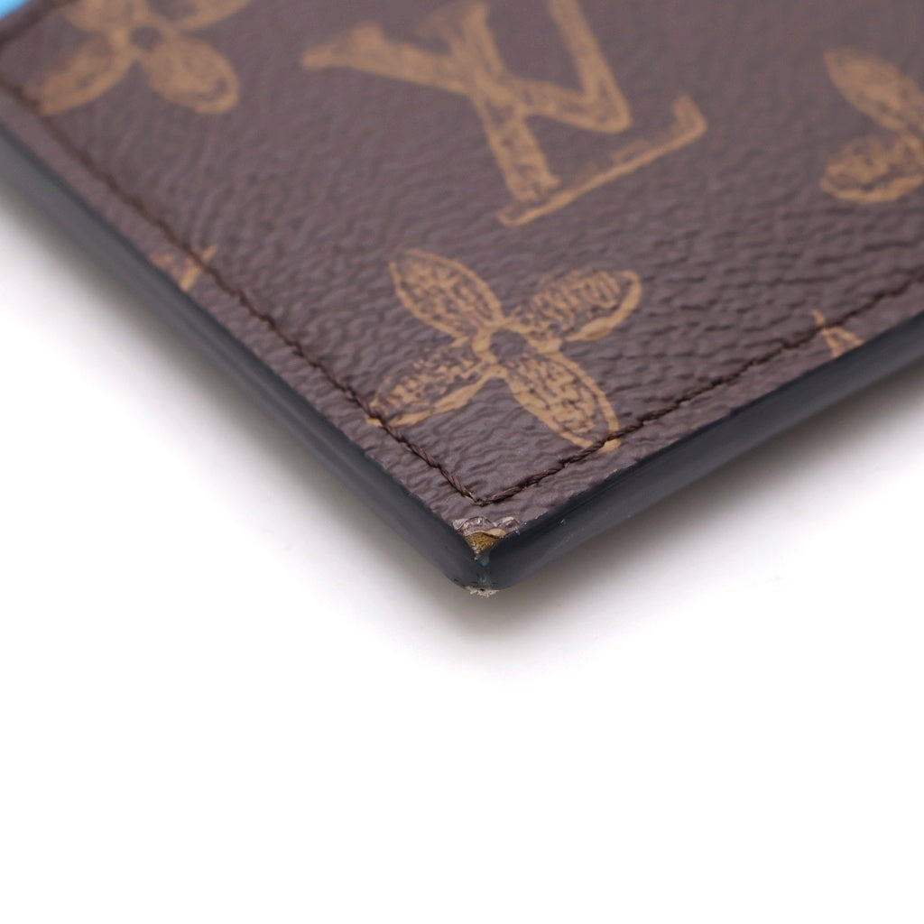 LOUIS VUITTON(ルイヴィトン) モノグラム コインカードホルダー N°7 ヴァージルアブロー フラグメントケース カードケース ブラウン×ブルー M81256 ゴールド金具 レディース