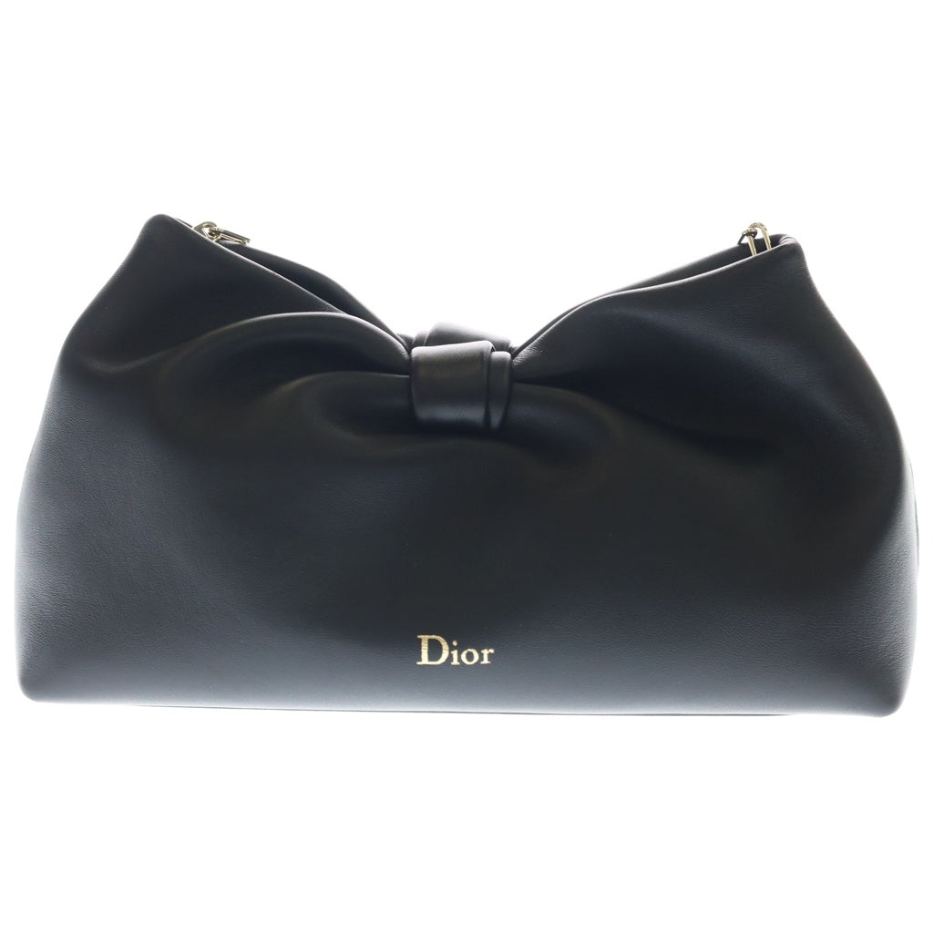 Christian Dior(クリスチャンディオール) Bow ボウ ミディアム ラムスキン チェーンショルダーバッグ ブラック 62MA1215 レディース