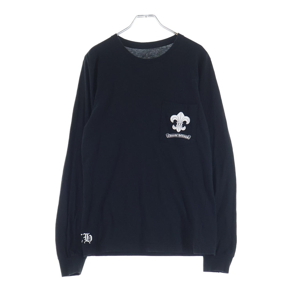CHROME HEARTS(クロムハーツ) BSフレア スクロールラベル 長袖Tシャツ ロングスリーブ ロンT コットン ブラック
