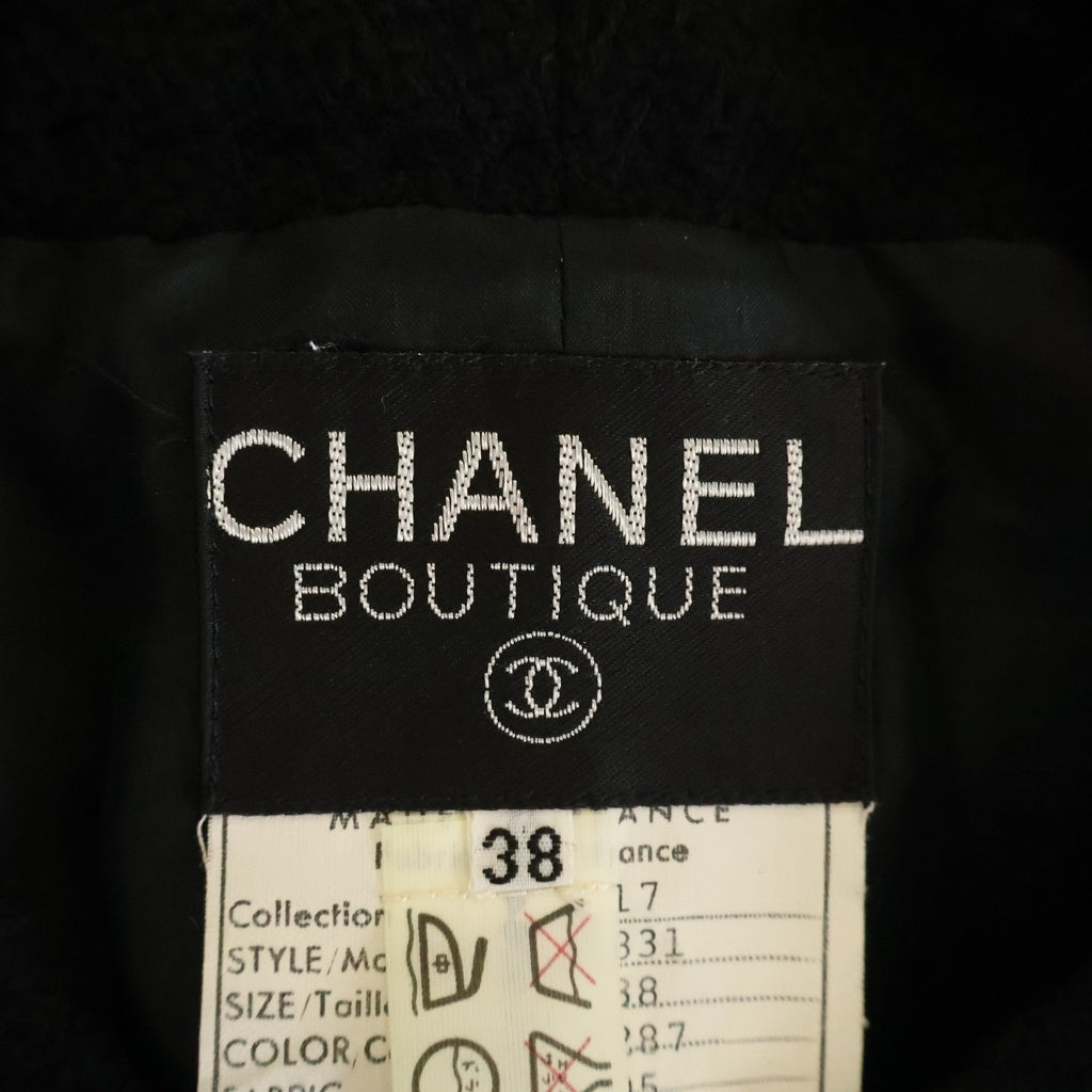 CHANEL(シャネル) ココボタン ウール ツイード セットアップ ヴィンテージ ノーカラージャケット #38 ブラック/グリーン/ブラウン 20832 レディース