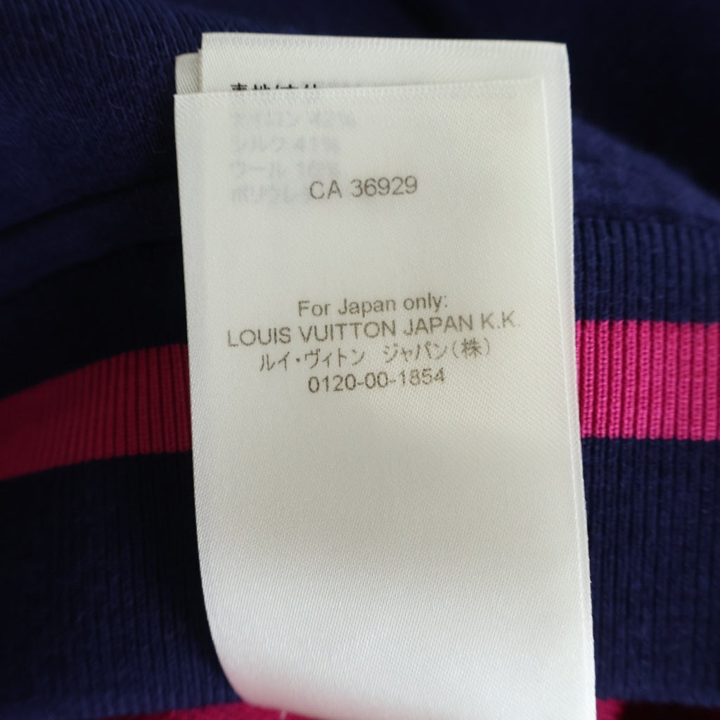 LOUIS VUITTON(ルイヴィトン) モノグラム ロゴ ブロックニット ボンバージャケット スタジャン ブルゾン ネイビー/ピンク RW222W PI5 FNKC04 レディース
