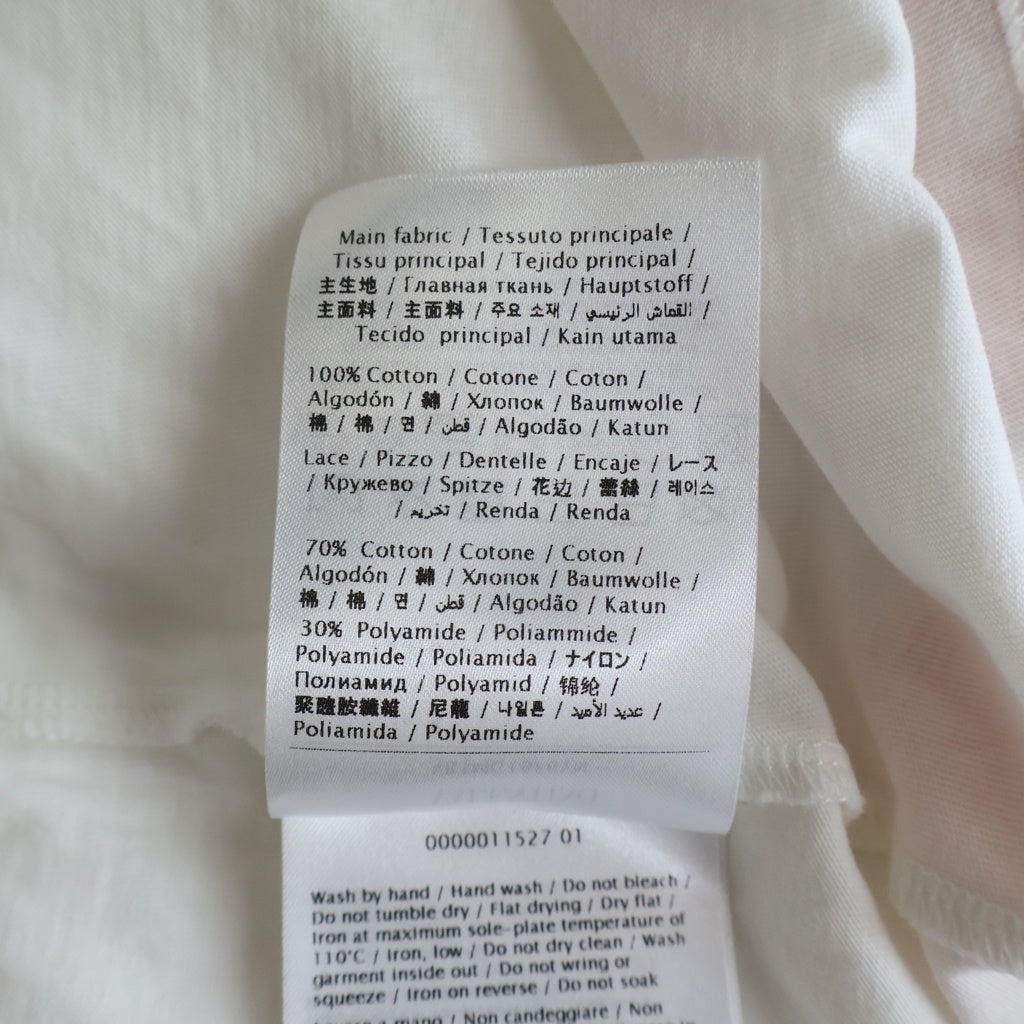 VALENTINO(ヴァレンティノ) 花柄刺繍 ロゴプリント クルーネック半袖Tシャツ カットソー ホワイト コットン XB3MG16F6YN レディース