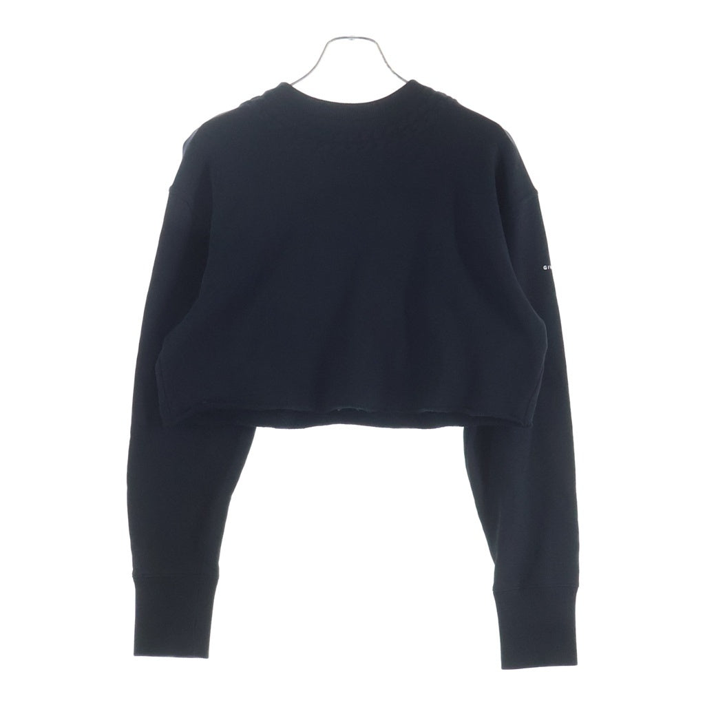 GIVENCHY(ジバンシィ) 袖ロゴプリント クロップド長袖スウェット トレーナー 切りっぱなし コットン ブラック BWJ0203Z4Z レディース