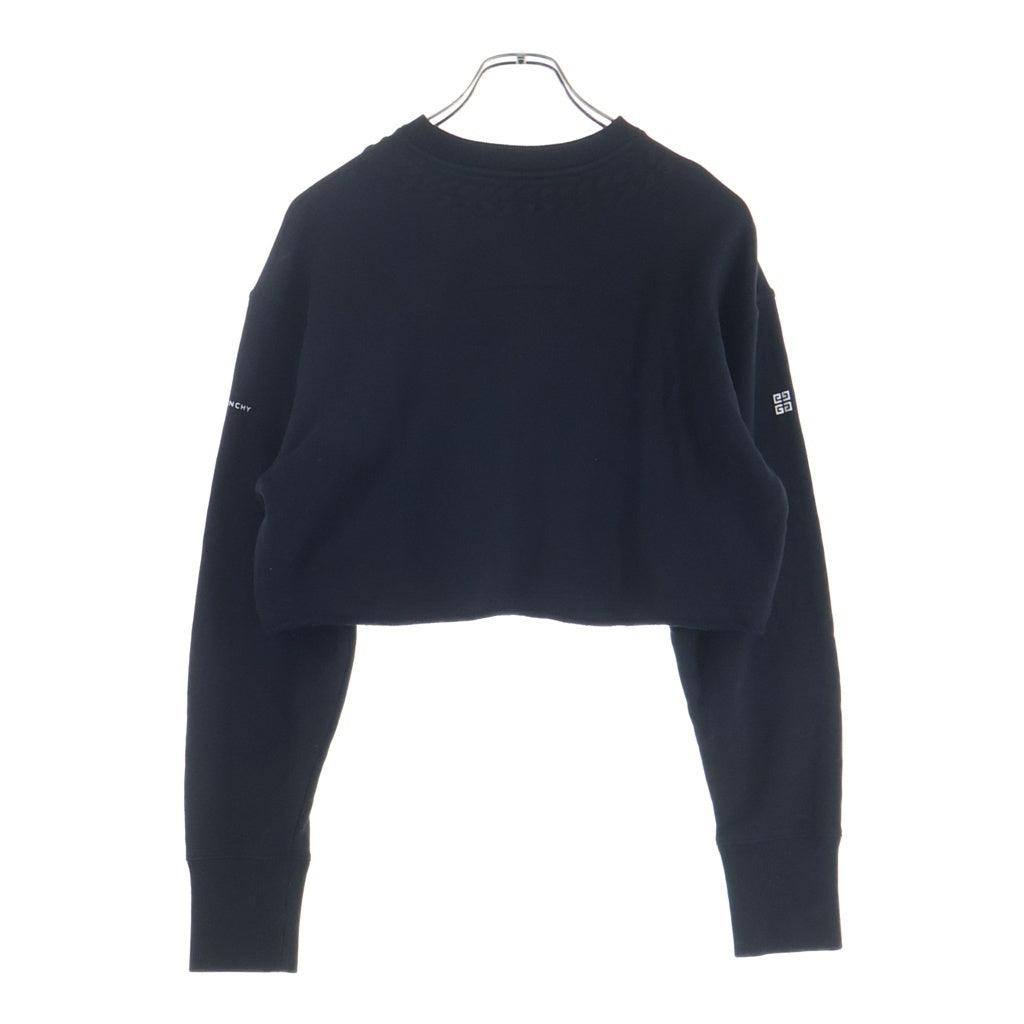 GIVENCHY(ジバンシィ) 袖ロゴプリント クロップド長袖スウェット トレーナー 切りっぱなし コットン ブラック BWJ0203Z4Z レディース