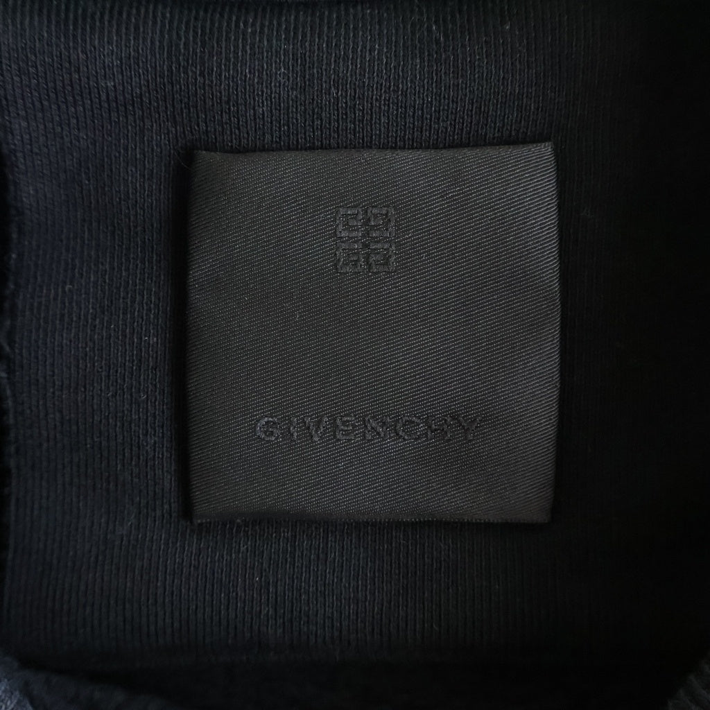 GIVENCHY(ジバンシィ) 袖ロゴプリント クロップド長袖スウェット トレーナー 切りっぱなし コットン ブラック BWJ0203Z4Z レディース