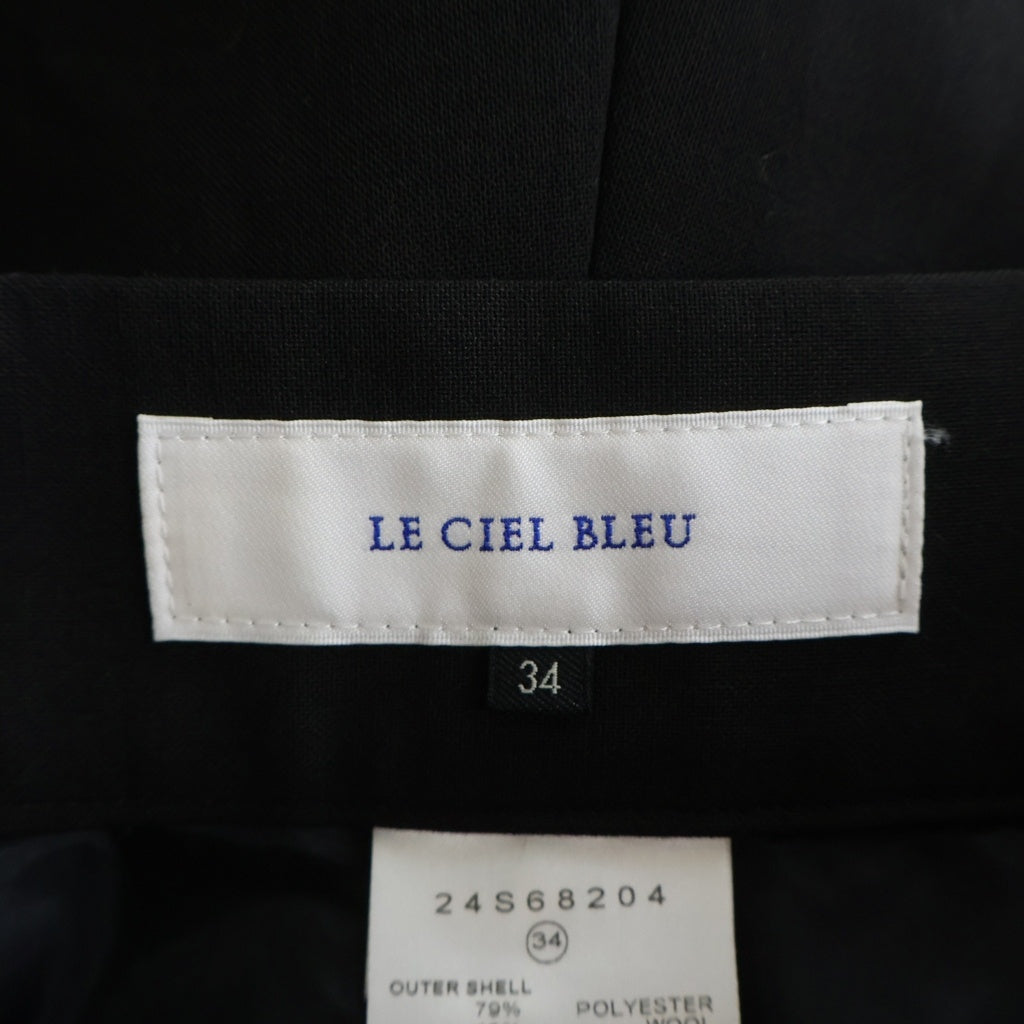LE CIEL BLEU(ルシェルブルー) Box Pleated Shorts ボックスプリーツドショーツ ショートパンツ ハーフパンツ キュロット ポリエステル ウール ブラック 24S68204 レディース