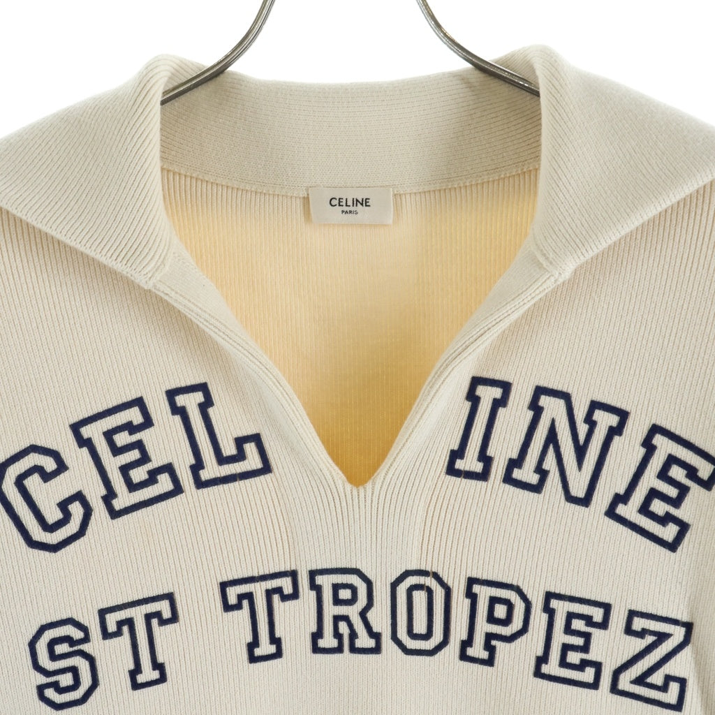 CELINE(セリーヌ) フロントロゴ リブ編み長袖ニット セーター ベージュ 2A54O821J レディース