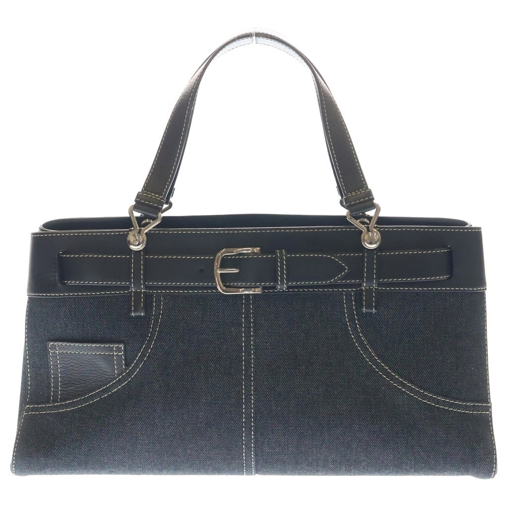 Christian Dior(クリスチャンディオール) ストリートシック ベルト バックル デニム トートバッグ ハンドバッグ ブラック BM-0042 BM-0042 レディース
