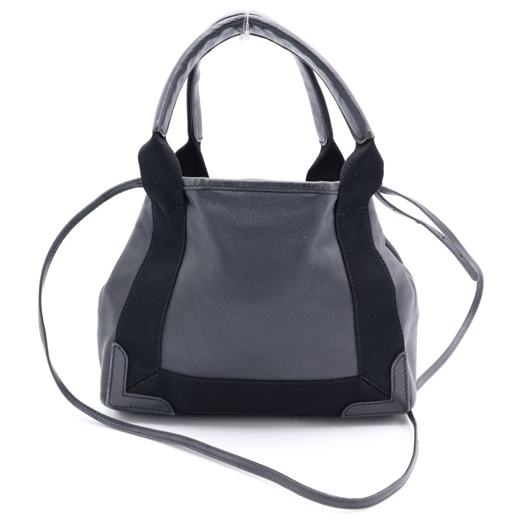 BALENCIAGA(バレンシアガ) ネイビーカバスXS レザー キャンバス 2WAY ハンドバッグ ショルダーハンドバッグ ブラック 390346 レディース