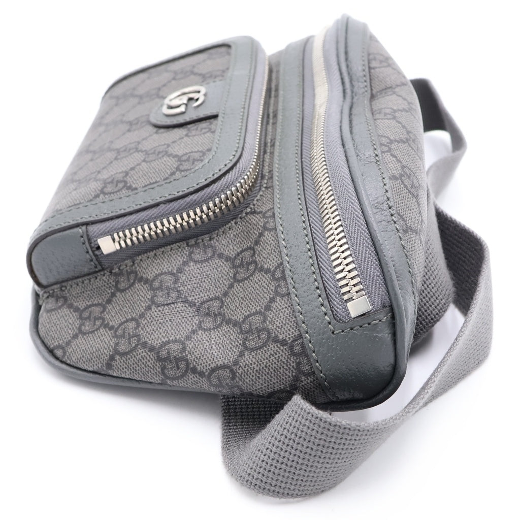 GUCCI(グッチ) ダブルG オフィディア ベルト ウエスト ボディバッグ ショルダーバッグ カーキ グレー GGキャンバス 733868 シルバー金具 レディース