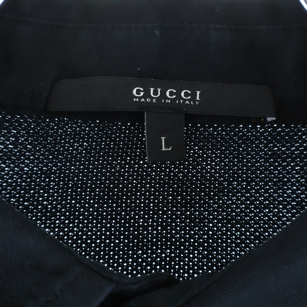 GUCCI(グッチ) ロゴ刺繍 レイヤードデザイン 長袖 ポロシャツ ブラック 199944 レディース