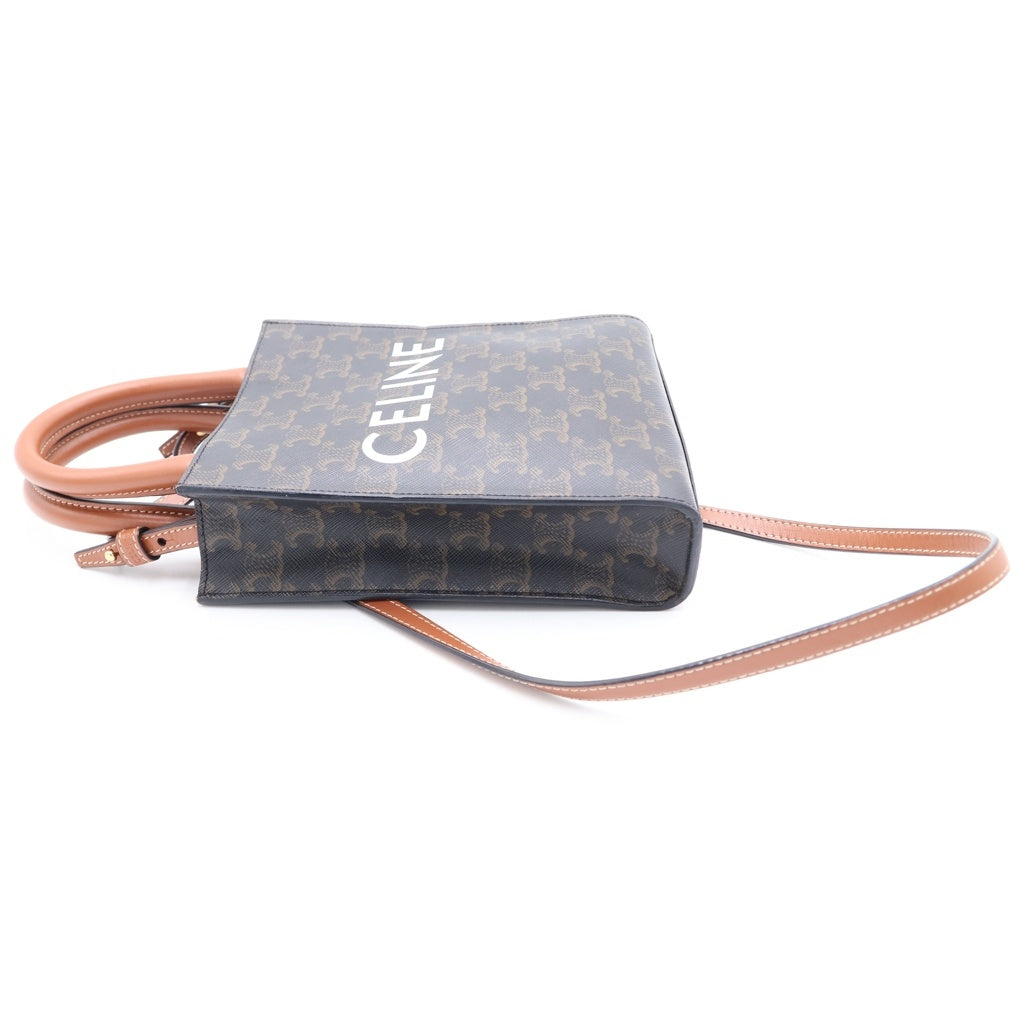 CELINE(セリーヌ) トリオンフ バーティカルカバ ミニ PVC レザー 2WAY ハンドバッグ ショルダーバッグ ブラウン レディース