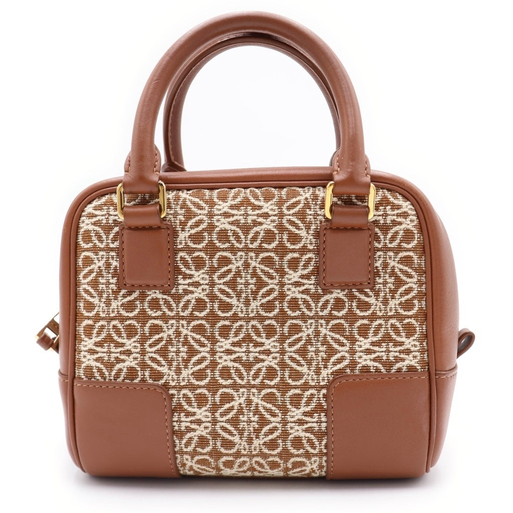 LOEWE(ロエベ) アマソナ16 アナグラム ジャガード カーフスキン 2WAY スクエア ハンドバッグ ショルダーバッグ ブラウン A039N21X03 レディース