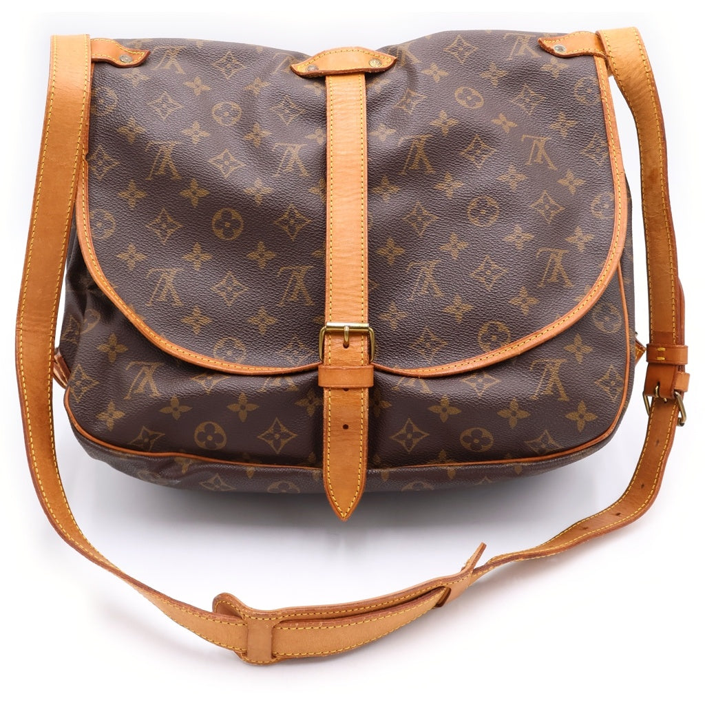 LOUIS VUITTON(ルイヴィトン) モノグラム ソミュール35 ショルダーバッグ ブラウン レザー×PVC M42254 ゴールド金具