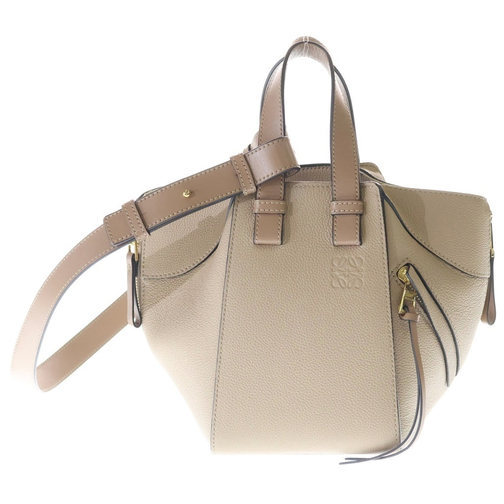 LOEWE(ロエベ) ハンモック コンパクト 2WAYハンドバッグ ショルダーバッグ ブラウン グレージュ レザー ゴールド金具 レディース
