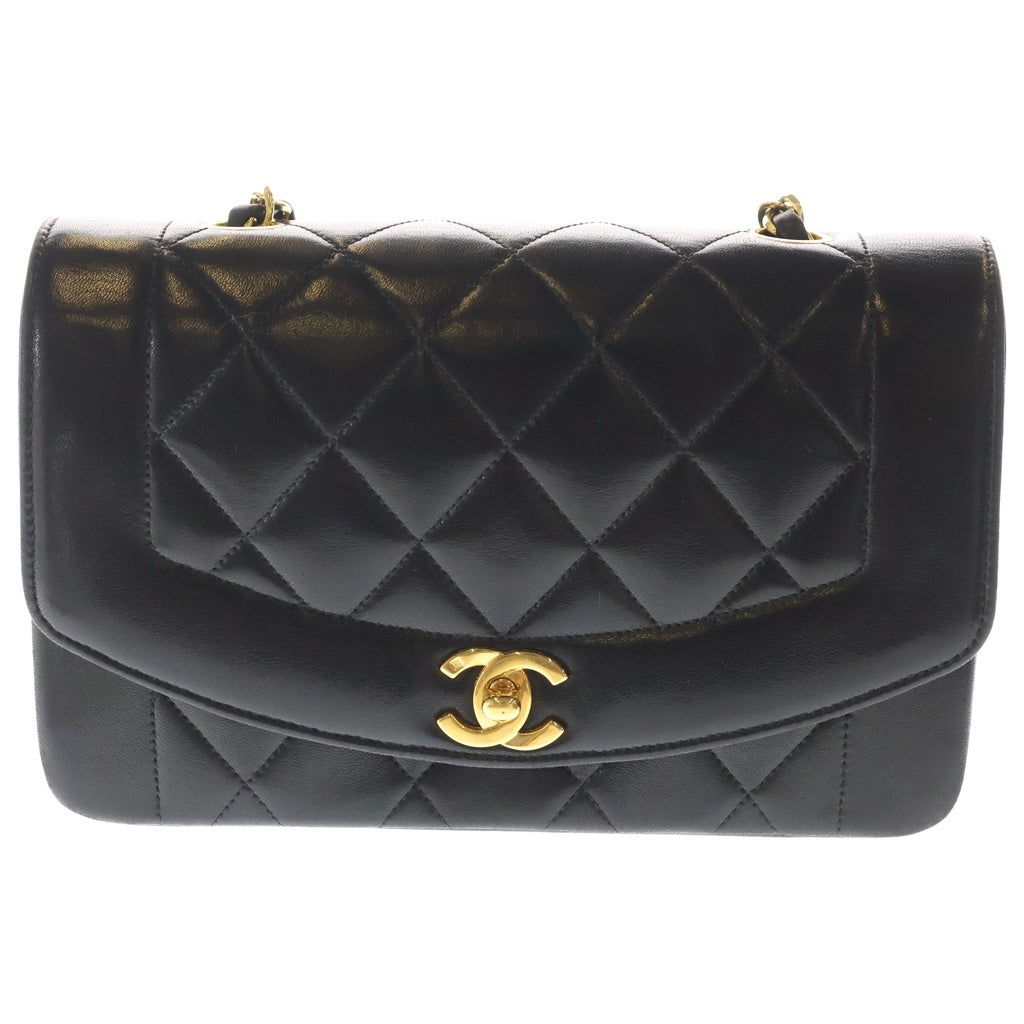 CHANEL(シャネル) ダイアナ22 Sフラップ Sチェーンショルダーバッグ ハンドバッグ ブラック ラムスキン ゴールド金具 レディース