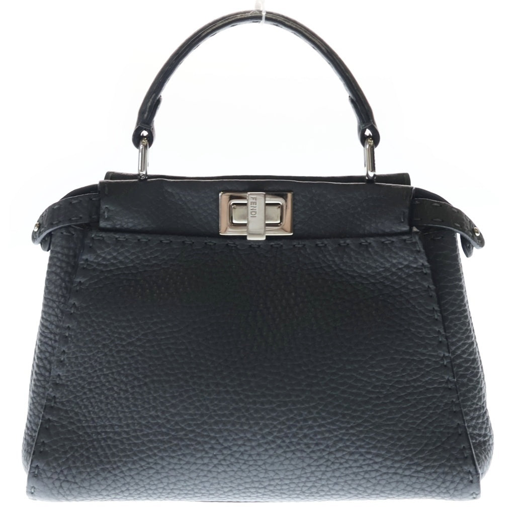 FENDI(フェンディ) ピーカブー ミニ セレリア 2WAYハンドバッグ ショルダーバッグ ダークグレー レザー 8BN244 シルバー金具 レディース