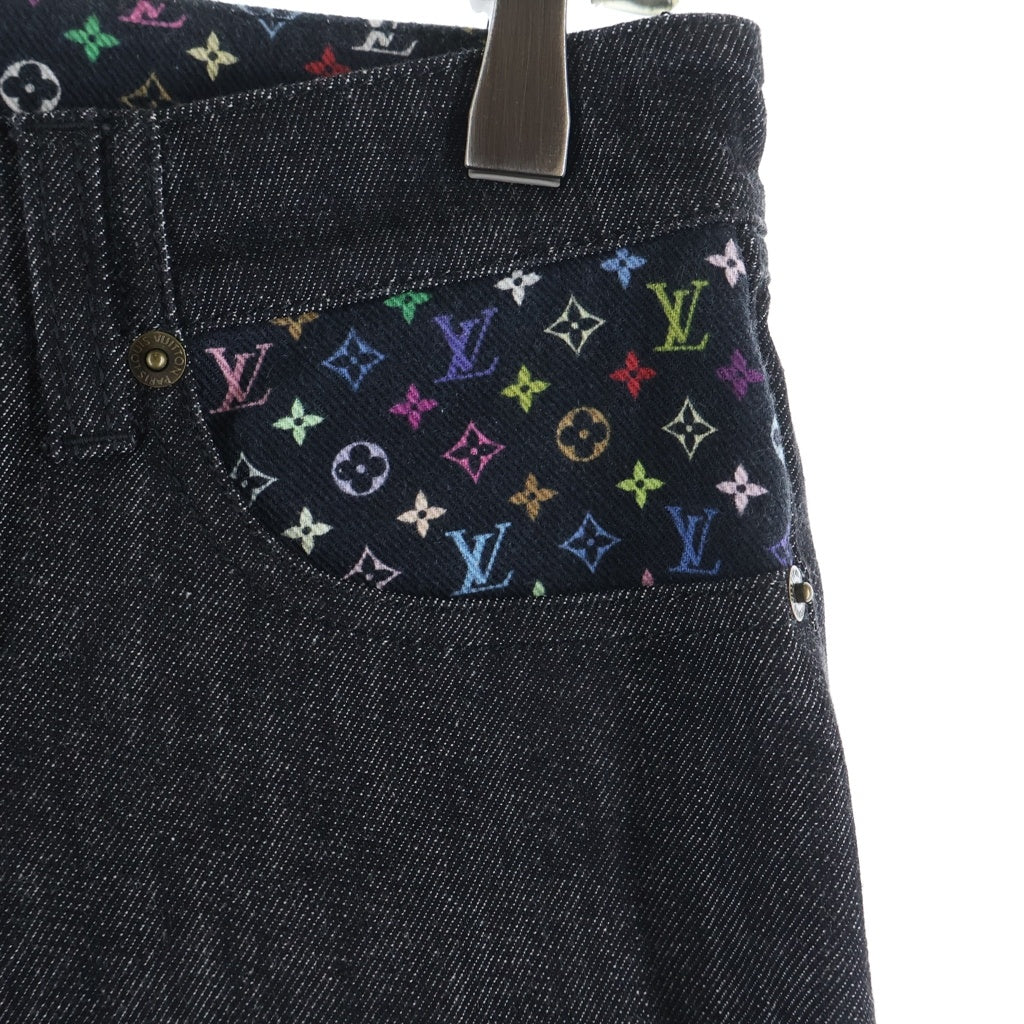LOUIS VUITTON(ルイヴィトン) 09SS モノグラムマルチカラー ショート デニム パンツ ジーンズ ブラック レディース RW091W WOPA02DAZ