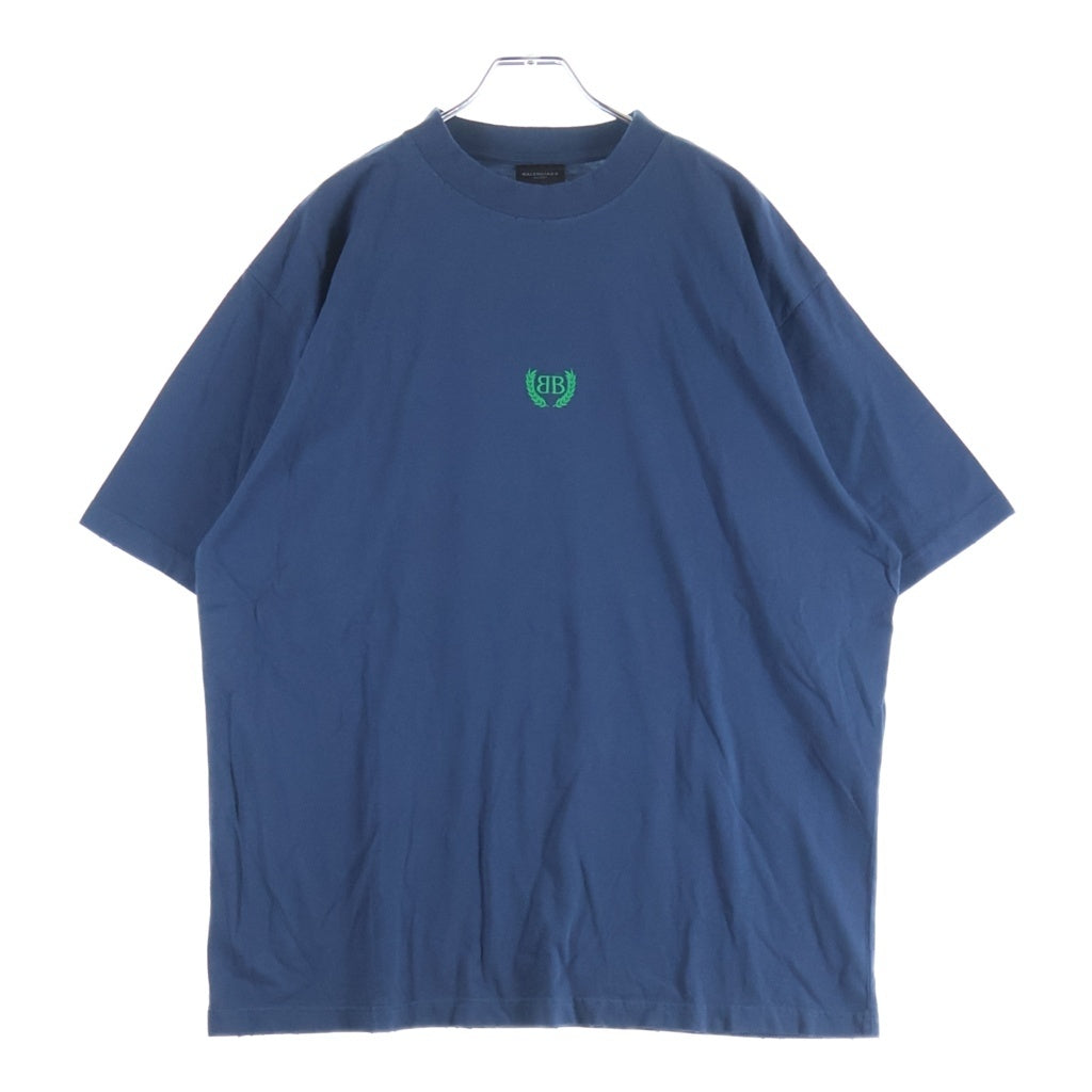 BALENCIAGA(バレンシアガ) BB Logo Tee ロゴ刺繍 クルーネック 半袖 Tシャツ カットソー ネイビー 764235 TSVC9