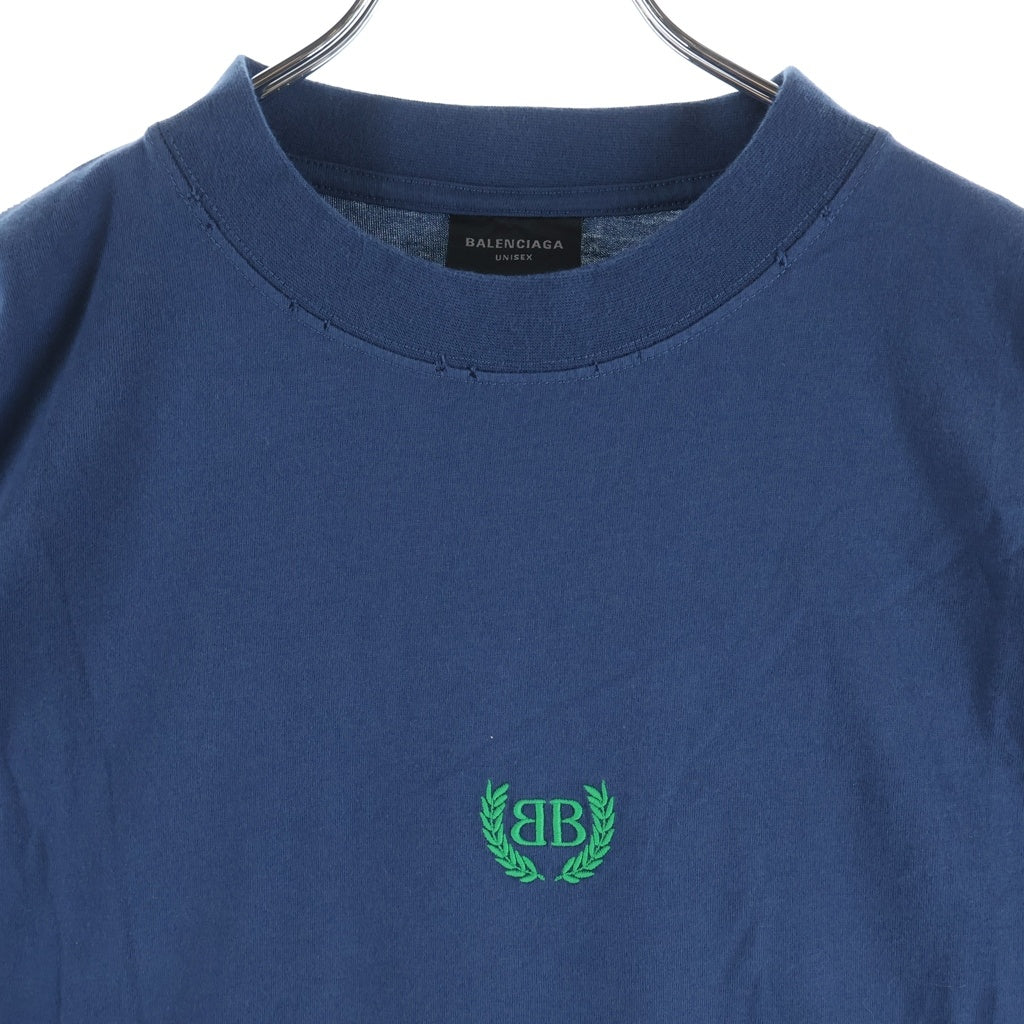 BALENCIAGA(バレンシアガ) BB Logo Tee ロゴ刺繍 クルーネック 半袖 Tシャツ カットソー ネイビー 764235 TSVC9