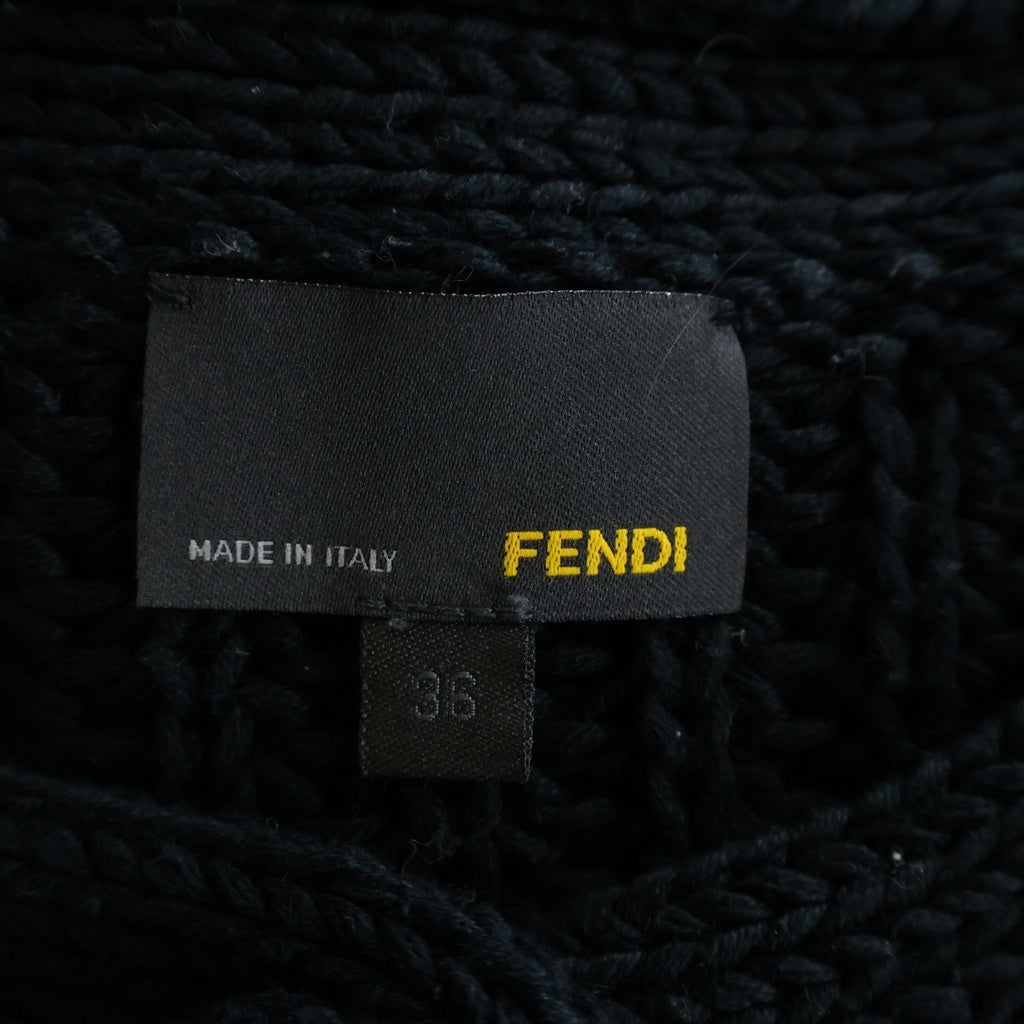 FENDI(フェンディ) カーディガン 半袖 パフスリーブ ニット ブラック コットン FZ7411 CZK レディース