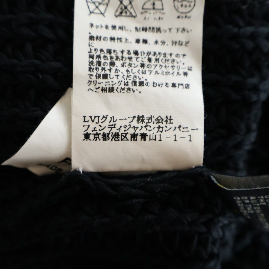 FENDI(フェンディ) カーディガン 半袖 パフスリーブ ニット ブラック コットン FZ7411 CZK レディース