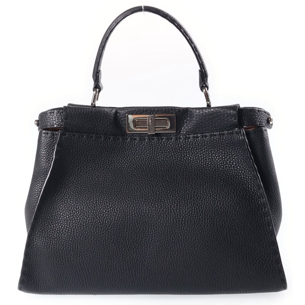 FENDI(フェンディ) ピーカブー セレリア ミディアム レザー シルバー金具 2WAY ショルダーバッグ ハンドバッグ ブラック 8BN290 レディース