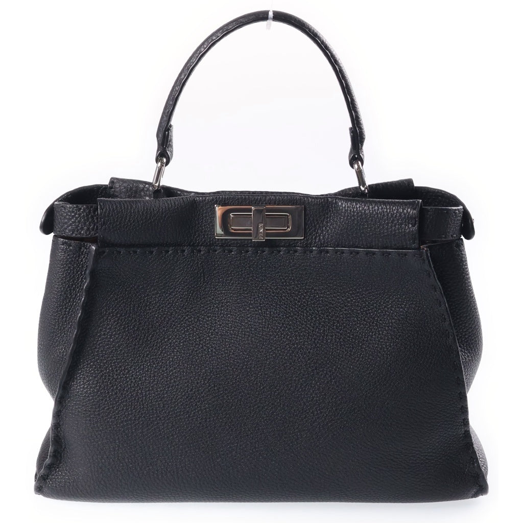 FENDI(フェンディ) ピーカブー セレリア ミディアム レザー シルバー金具 2WAY ショルダーバッグ ハンドバッグ ブラック 8BN290 レディース