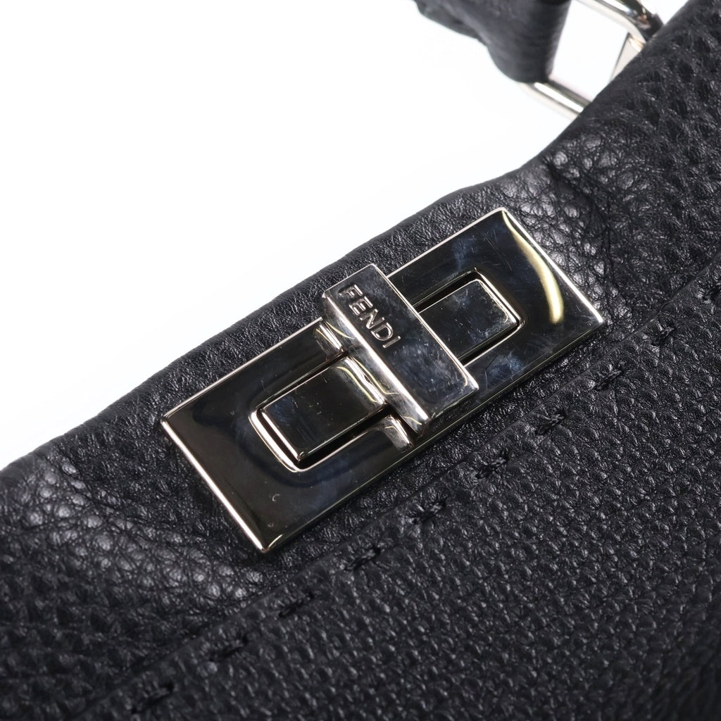 FENDI(フェンディ) ピーカブー セレリア ミディアム レザー シルバー金具 2WAY ショルダーバッグ ハンドバッグ ブラック 8BN290 レディース