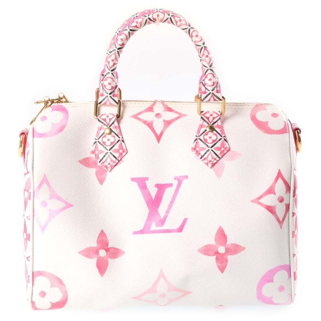 LOUIS VUITTON(ルイヴィトン) バイザプール モノグラムジャイアントローズ スピーディ・バンドリエール25 ハンドバッグ ボストンバッグ ピンク レザー×PVC M23073 ゴールド金具 レディース