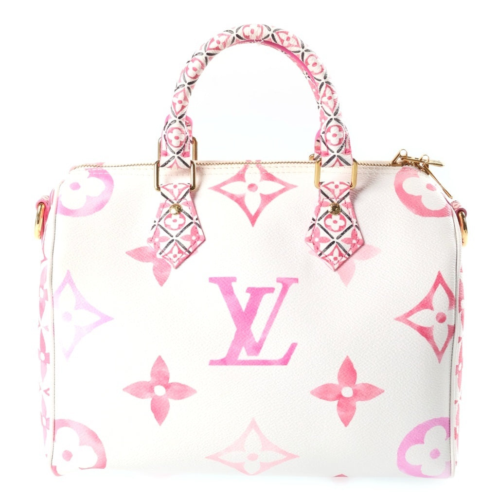 LOUIS VUITTON(ルイヴィトン) バイザプール モノグラムジャイアントローズ スピーディ・バンドリエール25 ハンドバッグ ボストンバッグ ピンク レザー×PVC M23073 ゴールド金具 レディース