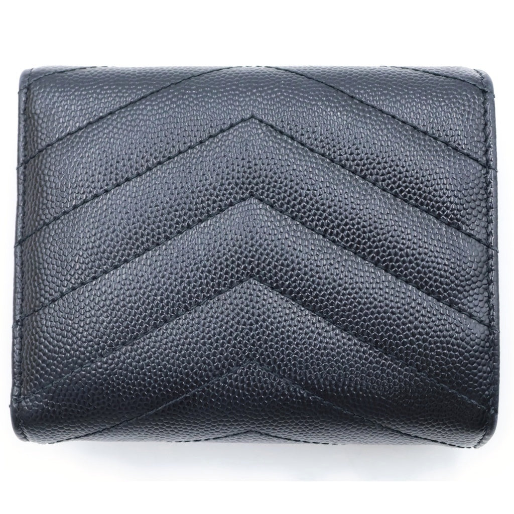 YVES SAINT LAURENT(イヴサンローラン) モノグラム マルチフォールドウォレット コンパクト 3つ折り財布 レザー ゴールド金具 ブラック 692061 レディース