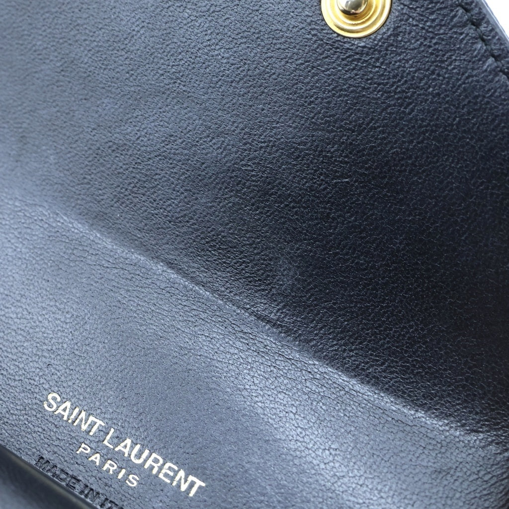 YVES SAINT LAURENT(イヴサンローラン) モノグラム マルチフォールドウォレット コンパクト 3つ折り財布 レザー ゴールド金具 ブラック 692061 レディース
