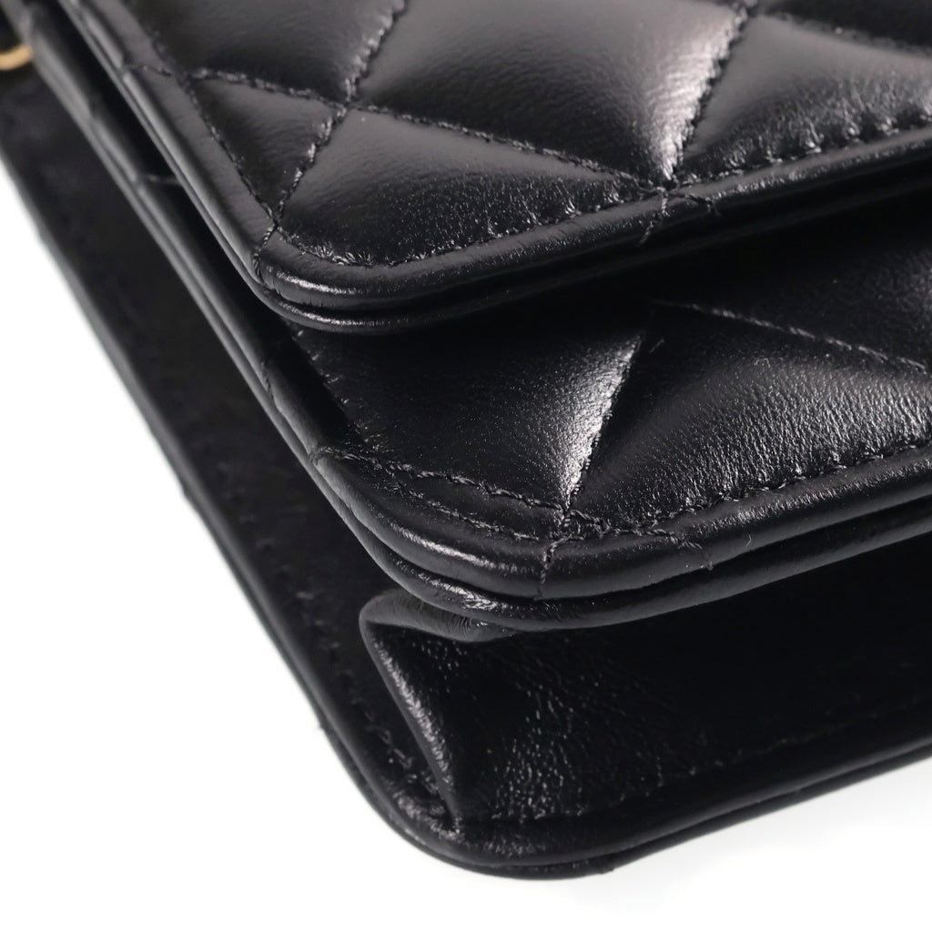 CHANEL(シャネル) マトラッセ クラシック チェーンウォレット ショルダーバッグ ブラック ラムスキン AP4241 ゴールド金具