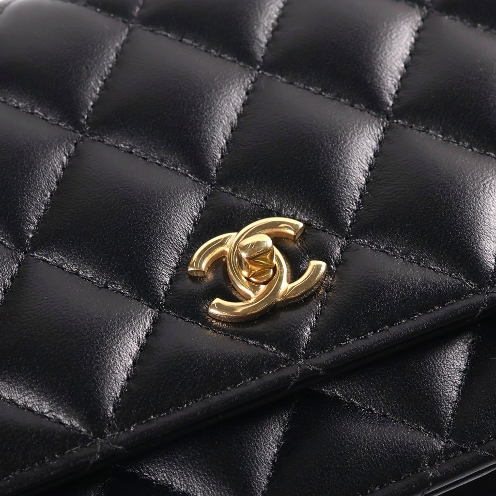 CHANEL(シャネル) マトラッセ クラシック チェーンウォレット ショルダーバッグ ブラック ラムスキン AP4241 ゴールド金具
