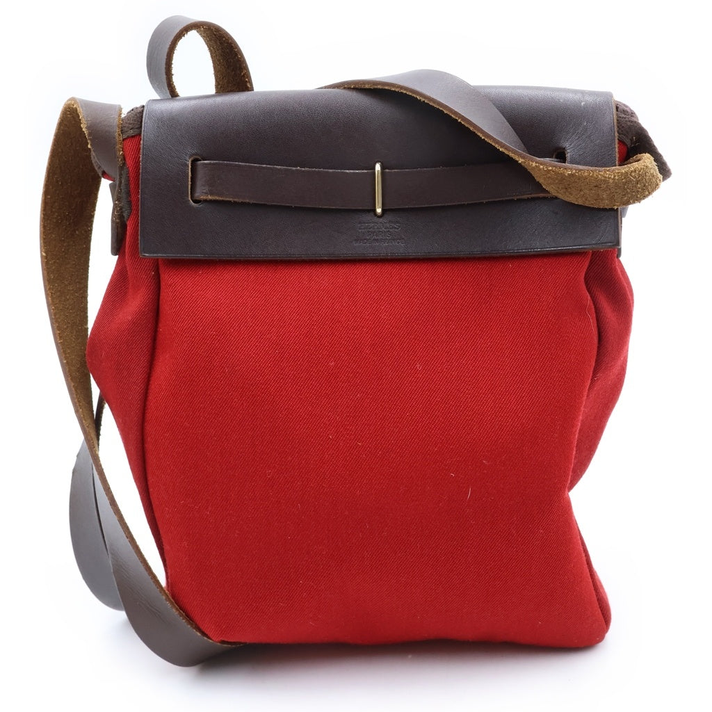HERMES(エルメス) エールバッグTPM ショルダーバッグ オレンジ×レッド×ブラウン トワルオフィシェ×カーフレザー シルバー金具 □H刻印 レディース