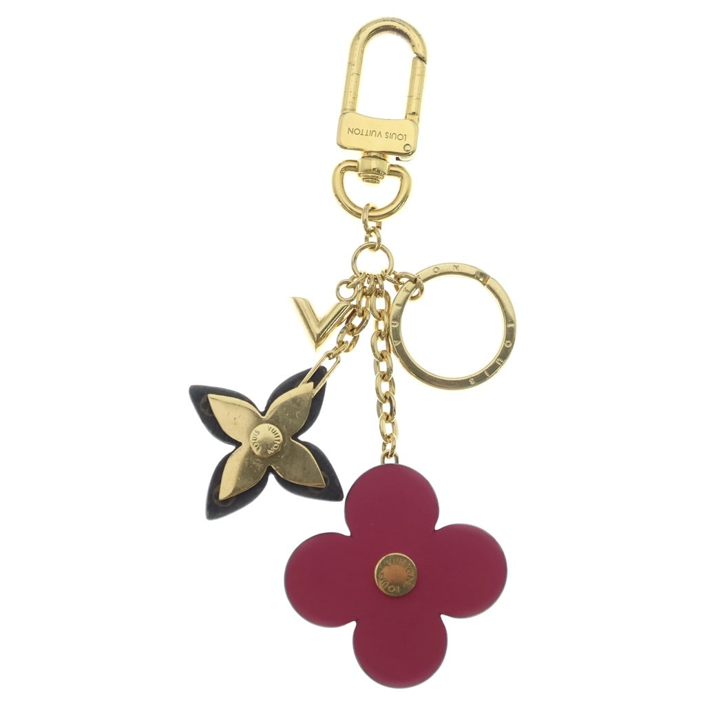 LOUIS VUITTON(ルイヴィトン) ポルトクレ ブルーミング フラワー バッグチャーム キーホルダー キーリング ゴールド×ピンク×ブラウン M63084 レディース