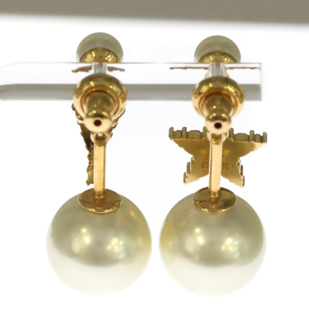 Christian Dior(クリスチャンディオール) トライバルパール ピアス ラインストーン ゴールド×ホワイト レディース