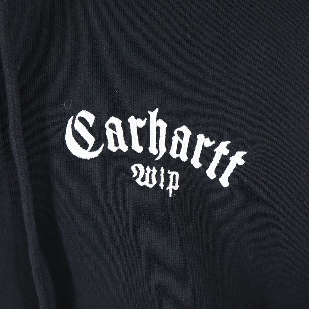 CARHARTT(カーハート) Carhartt WIP Hooded Onyx Script Sweatshirt ロゴ刺繍フーディー パーカー ブラック #L
